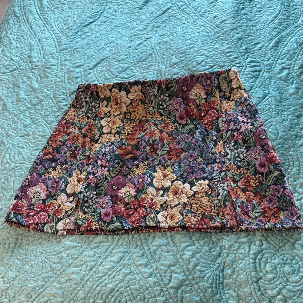 SHEIN Multicolor Floral Mini Skirt With Slits